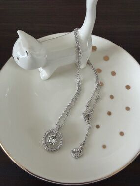 Swarovski Pendant Necklace Silver-Tone Crystal Halo